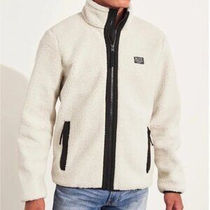 Hollister Men's Ivory Faux Fur Sherpa Fleece Epic Flex Jacket XS